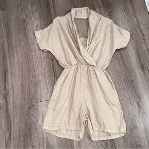 Milio-Milano Short Sleeve Romper - Lightweight Casual Linen Jumpsuit XS